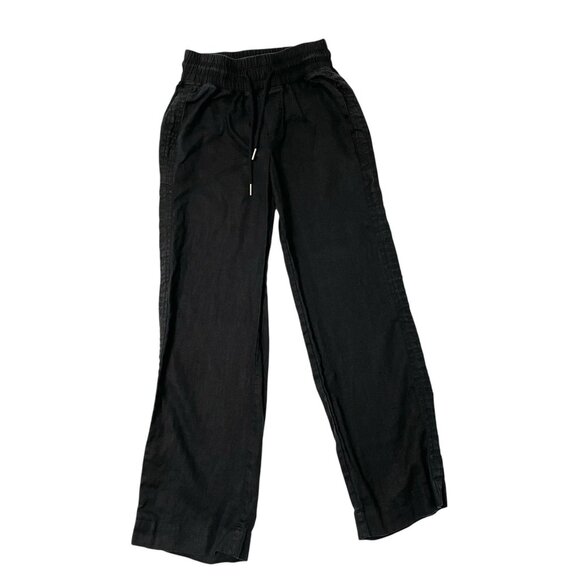 Quince 100% Linen Wide Leg Pull-On Pants Classic Minimalist Black size XS - Picture 1 of 7